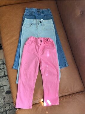 Garanimals Toddler Girls Sz 3T Bundle of 3 Piece Jeans Denim Pants Pink/Blue